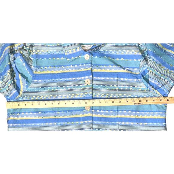 Coldwater Creek Button Front Unlined Blue & Yellow Striped Jacket XL - Picture 6 of 9